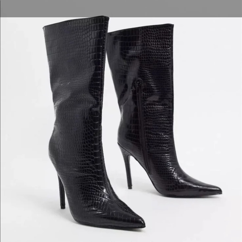 FINAL MARKDOWN Public Desire Estelle Pull-on Boots in Black Croc